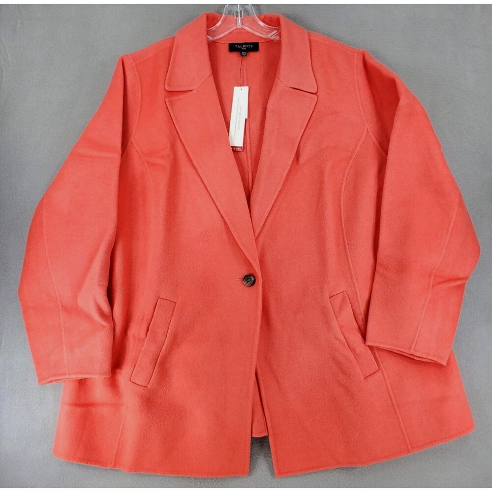 New Talbots Beautiful &‎ Soft Pink Wool Double Faced Flannel Coat 20W 2X Jacket